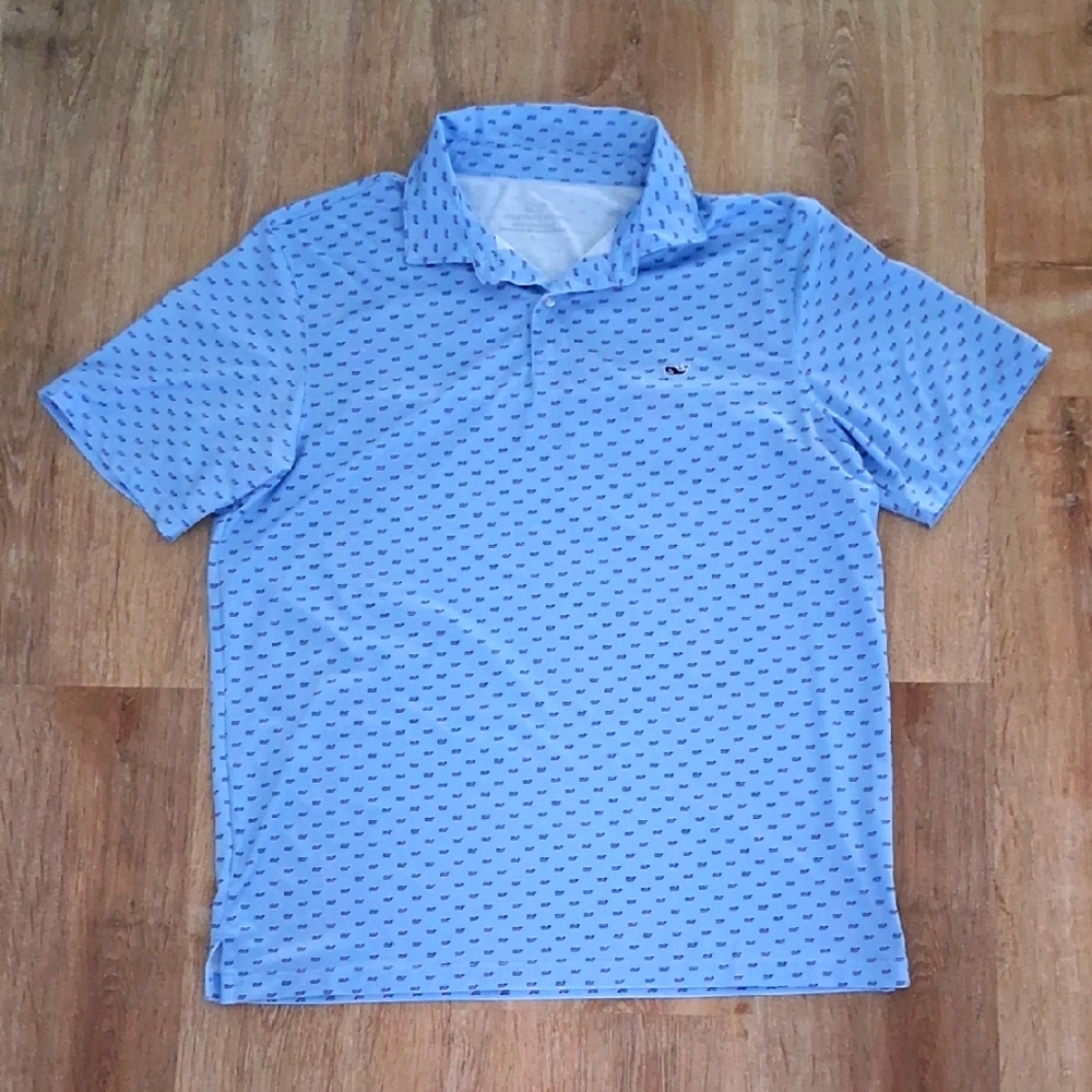 Vineyard Vines Performance Men's Collar Polo, Size L, American Flag Design